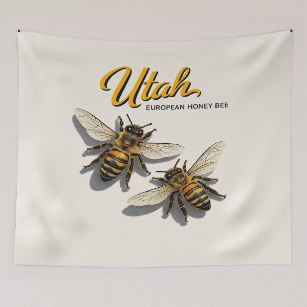 Item preview, Utah European Honey Bee – State Insect Art Print designed and sold by The-Drip-Studio.