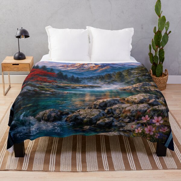 Item preview, Mount Mycienious Golden Hour Majesty Amidst Turquoise Waters Pristine AI Concept Art by Xzendor7 designed and sold by Xzendor7 Digital Art Creations.