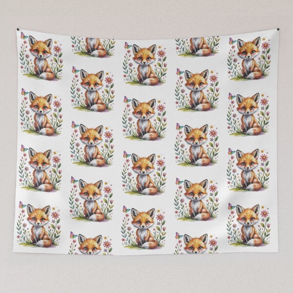 Item preview, A Cute Fox Among Flowers And Leaves designed and sold by QuiteOrbit.