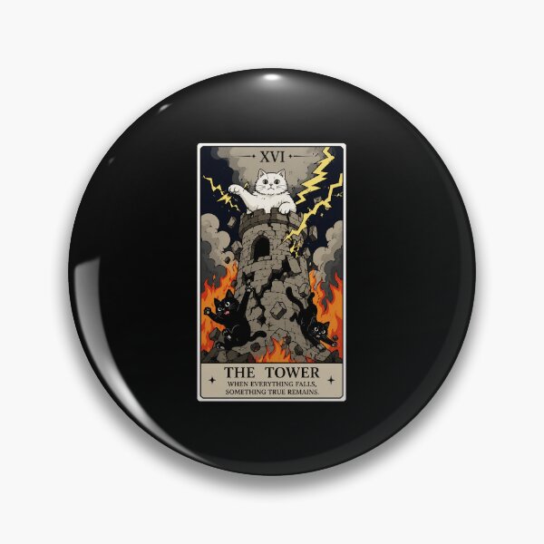 Item preview, Storm Cat Tarot Tower Card With Chaotic Black Cat Energy designed and sold by ferminhays.