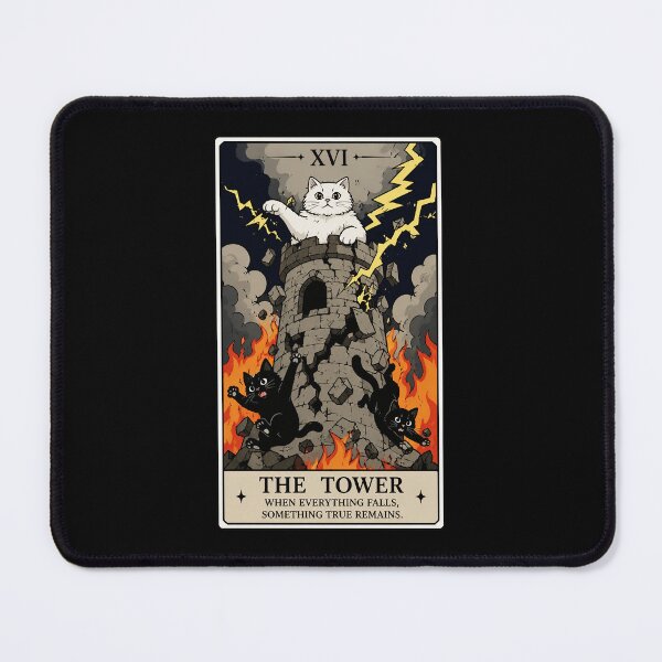 Item preview, Storm Cat Tarot Tower Card With Chaotic Black Cat Energy designed and sold by ferminhays.