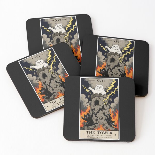 Item preview, Storm Cat Tarot Tower Card With Chaotic Black Cat Energy designed and sold by ferminhays.