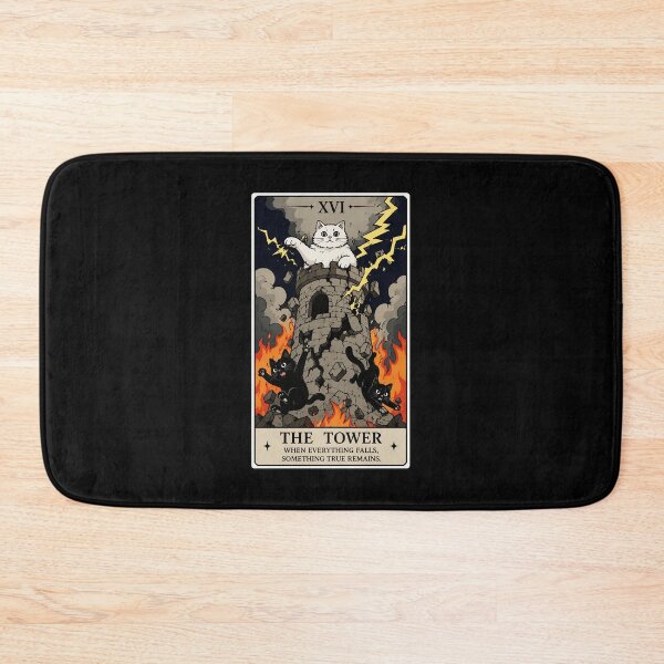 Item preview, Storm Cat Tarot Tower Card With Chaotic Black Cat Energy designed and sold by ferminhays.