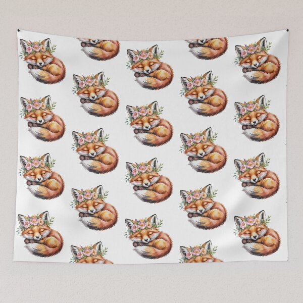 Item preview, Cute Fox With Flowers Kids Woodland Fox Design designed and sold by QuiteOrbit.