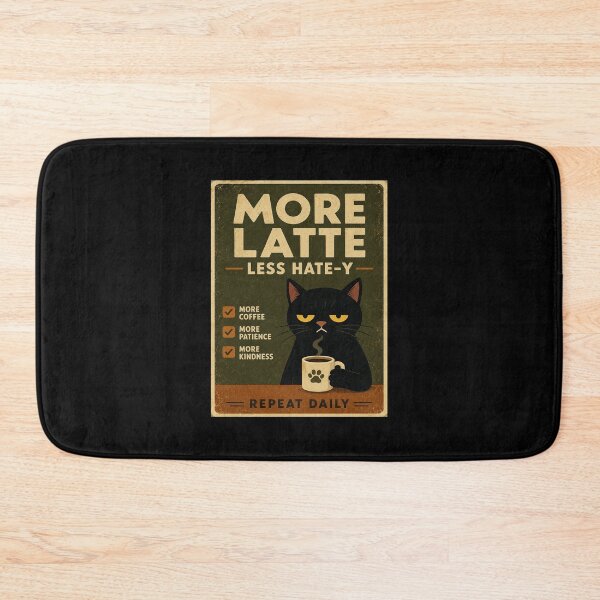 Item preview, Vintage Grumpy Black Cat Coffee Humor More Latte Less Hate designed and sold by eliramaison.