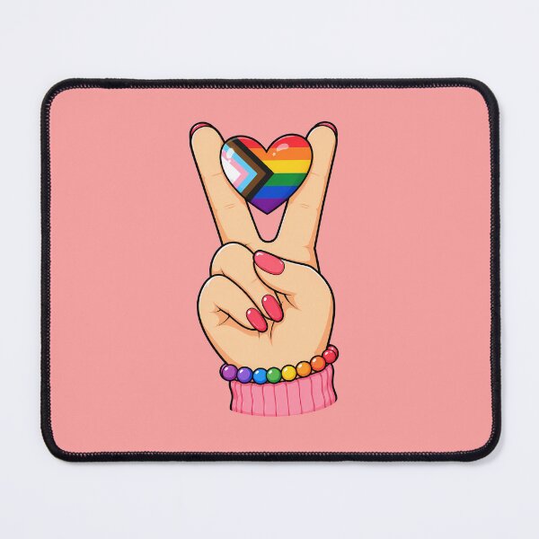 Item preview, Hand Peace Sign Holding Progressive Pride Heart designed and sold by ArtMassive.
