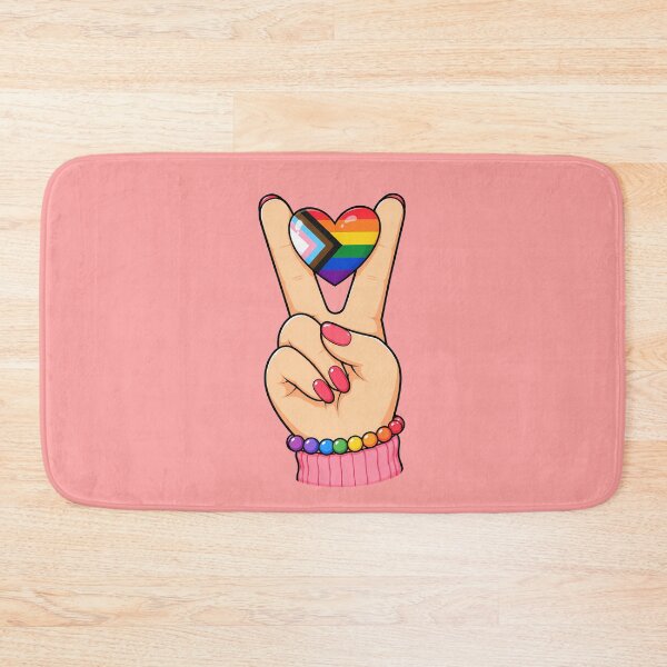 Item preview, Hand Peace Sign Holding Progressive Pride Heart designed and sold by ArtMassive.