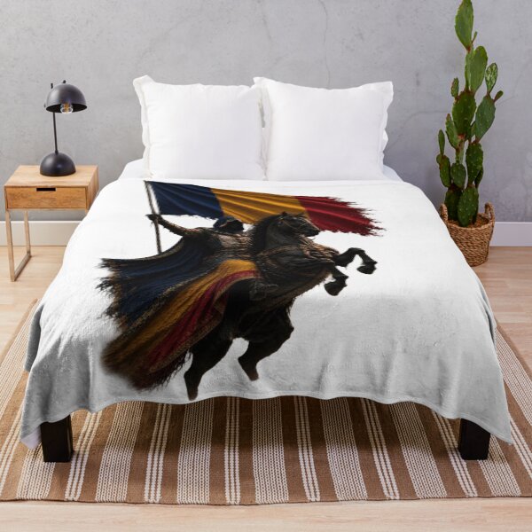 Item preview, Romanian Warrior on Horseback with Tricolor Flag designed and sold by RoyalDeluxGo.