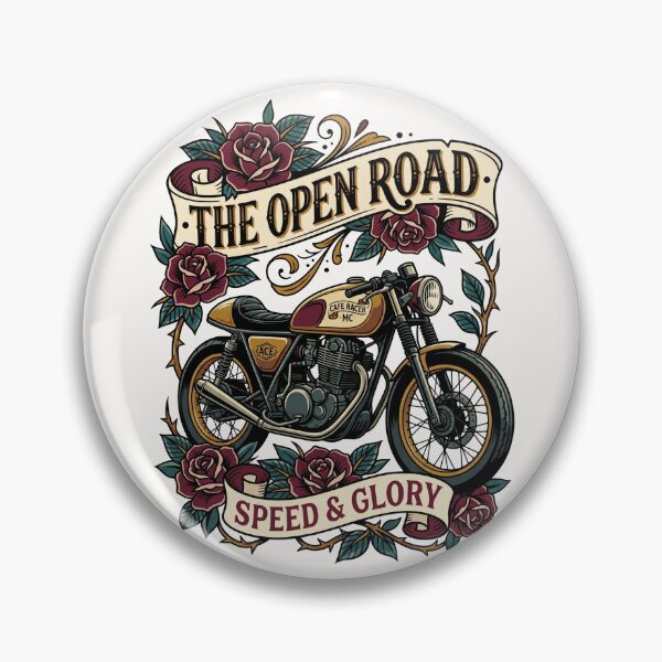 Item preview, Vintage Cafe Racer Motorcycle Neo Traditional Tattoo Flash designed and sold by RetroRewind Studio.