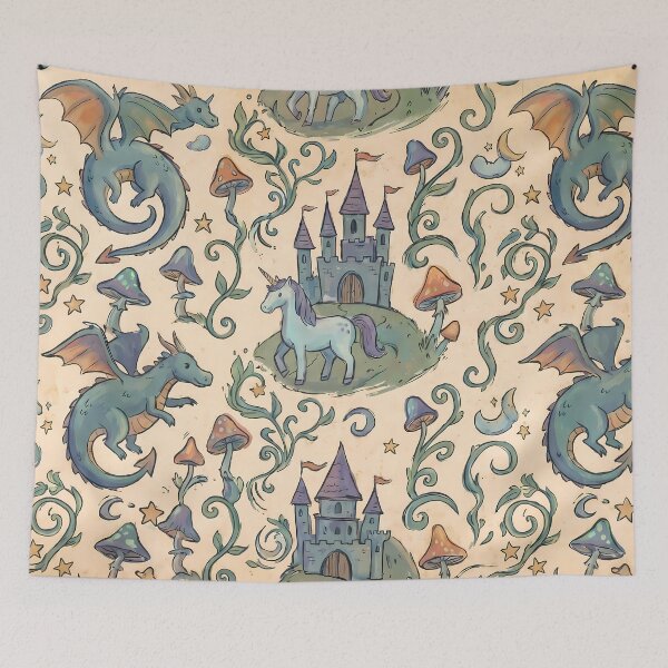 Item preview, Castle Dragons Reality Fantasy Artistic Expression Art Design designed and sold by ART ATTACK ZONE.