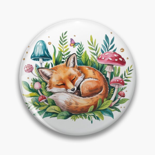 Item preview, Sleeping Fox Floral Woodland Illustration designed and sold by QuiteOrbit.