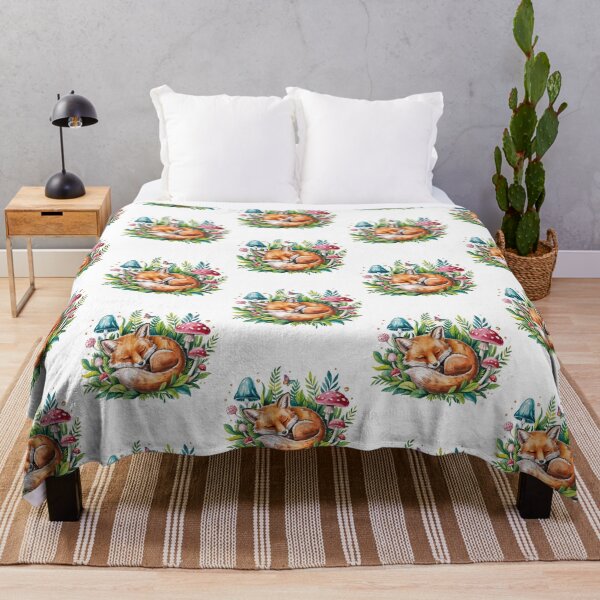 Item preview, Sleeping Fox Floral Woodland Illustration designed and sold by QuiteOrbit.