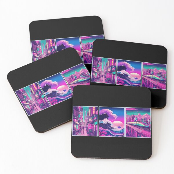 Item preview, Japanese Vaporwave City Panels Neon Tokyo Streets and Skyline designed and sold by titanlevi.