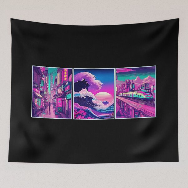 Item preview, Japanese Vaporwave City Panels Neon Tokyo Streets and Skyline designed and sold by titanlevi.