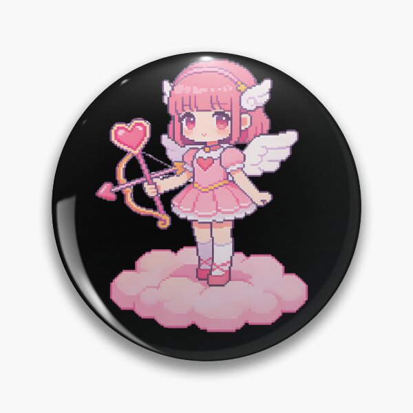 Item preview, Cute Pixel Art Cupid - Kawaii Angel Girl on Pink Cloud designed and sold by PotionPixelArt.