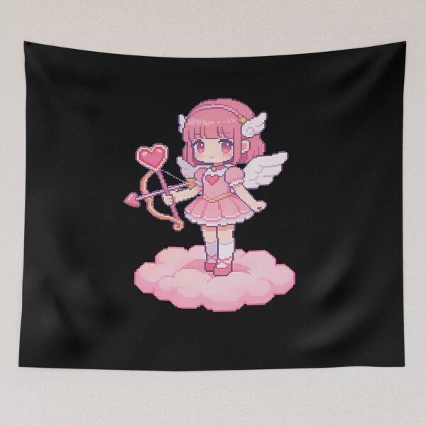 Item preview, Cute Pixel Art Cupid - Kawaii Angel Girl on Pink Cloud designed and sold by PotionPixelArt.