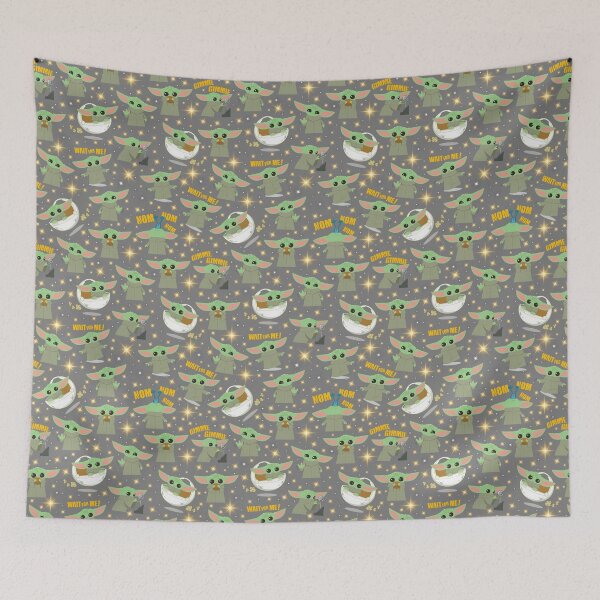 Item preview, Grogu Baby Yoda Seamless Pattern Galactic Stars Mandalorian Star Wars Fan Art Grey Background designed and sold by Playful Patternz.