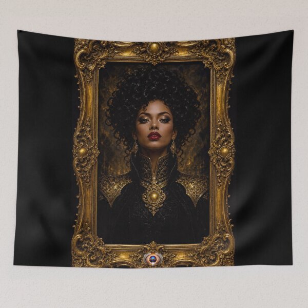 Item preview, Obsidian Gilded Portrait Of Nubian Princess Kassani Neurati Resplendent AI Concept Art by Xzendor7 designed and sold by Xzendor7 Digital Art Creations.