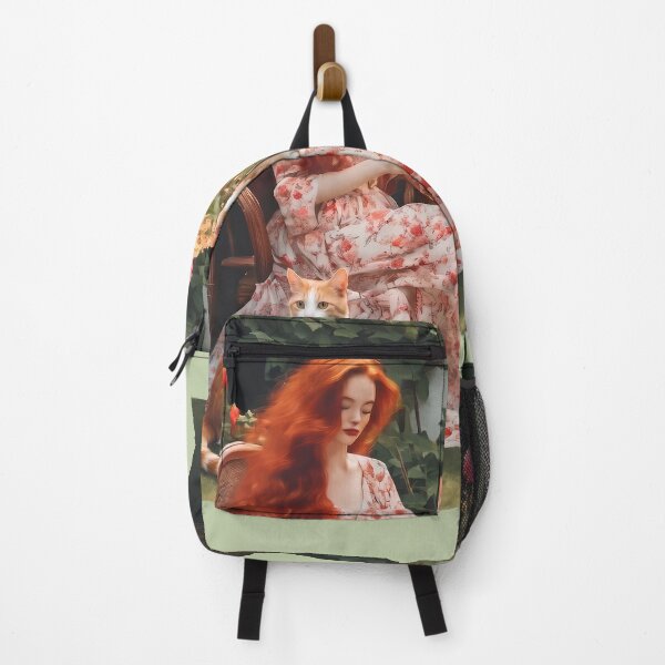 Item preview, Garden Harmony – Redhead Girl and Three Ginger Cats designed and sold by UmSkelig834.
