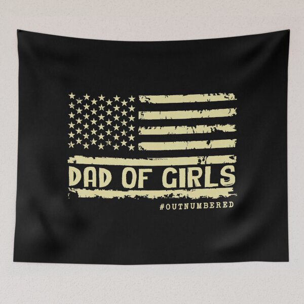 Item preview, Dad of Girls Outnumbered Patriotic Fatherhood Vintage Flag designed and sold by zamiokaline.