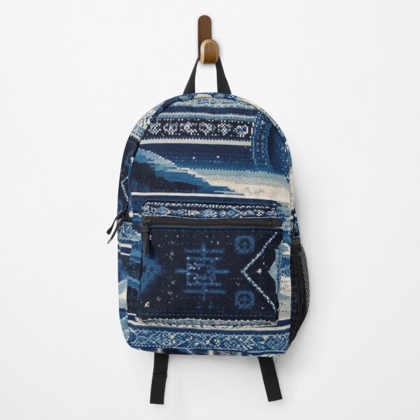 Item preview, dark blue folk art sea with sun and moon pixel designed and sold by northern T.