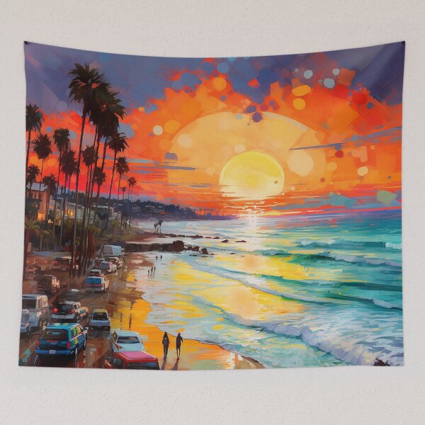 Item preview, Vibrant, Colorful Beach Sunset With Gentle Waves Design designed and sold by DEC02.