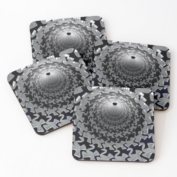 Item preview, Escher Swans Tunnel - 3D Black and White Tessellation - Hypnotic Poster designed and sold by Keltoi-art.