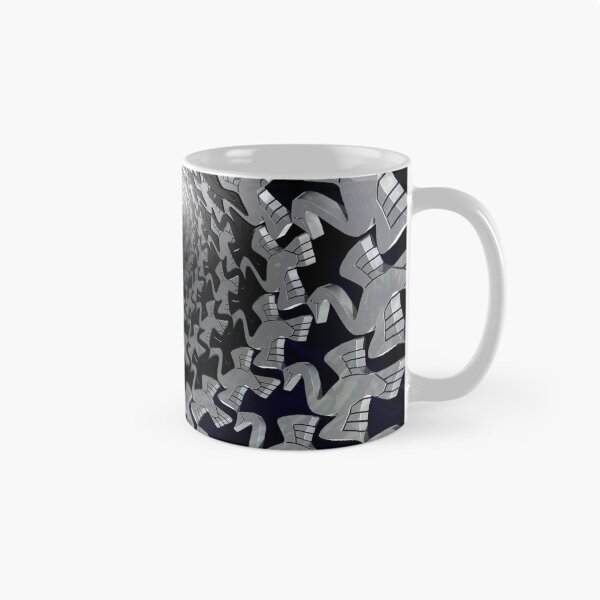 Item preview, Escher Swans Tunnel - 3D Black and White Tessellation - Hypnotic Poster designed and sold by Keltoi-art.