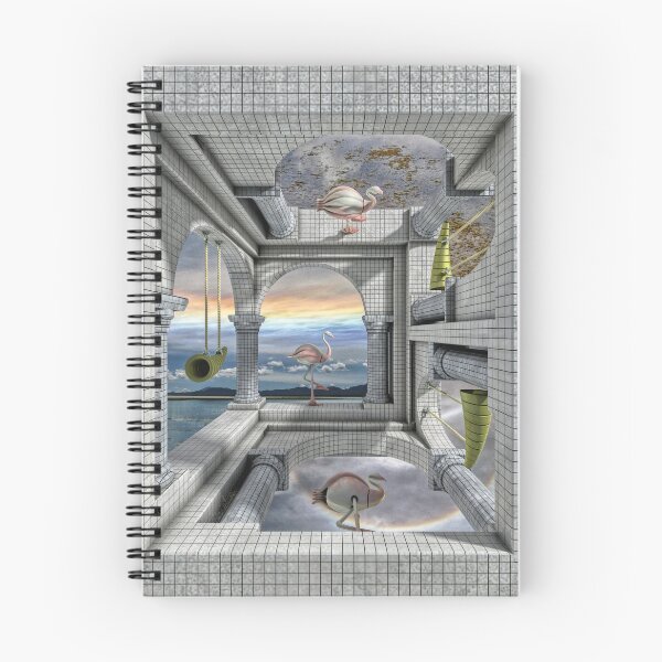 Item preview, Impossible World Escher - Surrealist Pink Flamingos - Dream Poster designed and sold by Keltoi-art.