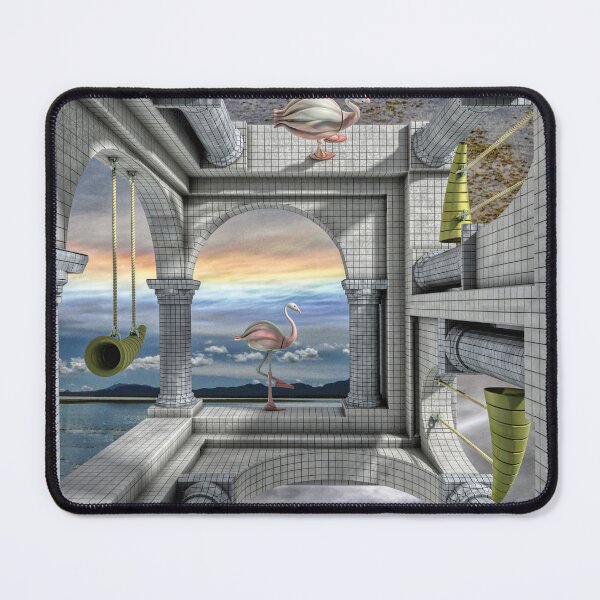Item preview, Impossible World Escher - Surrealist Pink Flamingos - Dream Poster designed and sold by Keltoi-art.