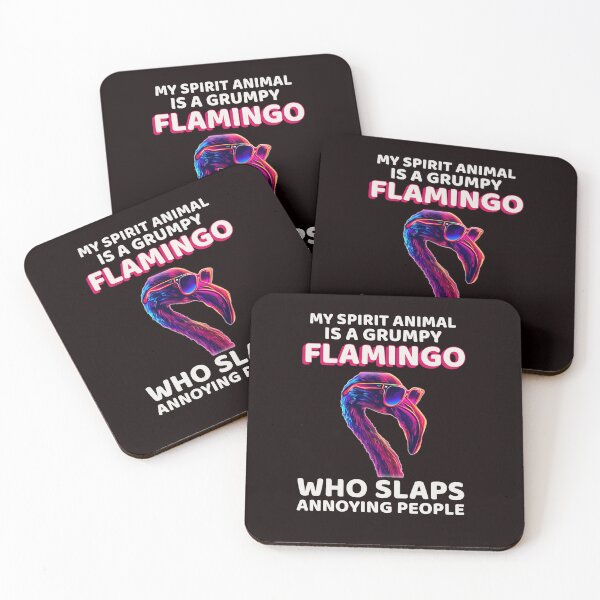 Item preview, GRUMPY FLAMINGO SPIRIT ANIMAL | WHO SLAPS ANNOYING PEOPLE | SASSY CRITTERS SERIES — BE AWARE EDITION designed and sold by WitLounge.