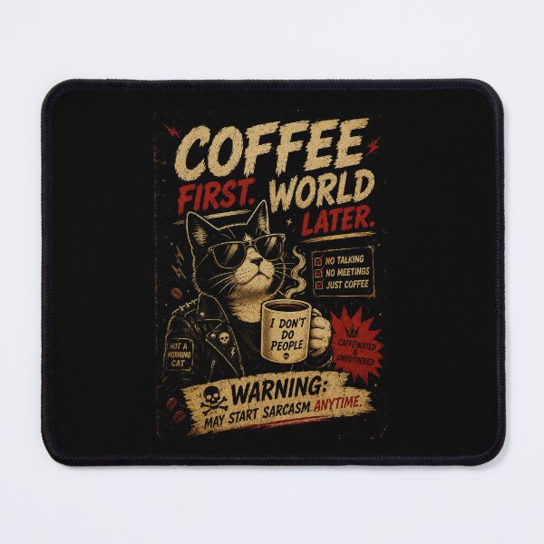 Item preview, Sarcastic Coffee Cat for Mornings Without Small Talk designed and sold by Modaozushi216.
