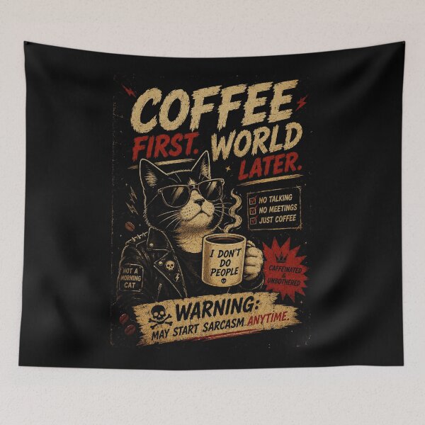Item preview, Sarcastic Coffee Cat for Mornings Without Small Talk designed and sold by Modaozushi216.