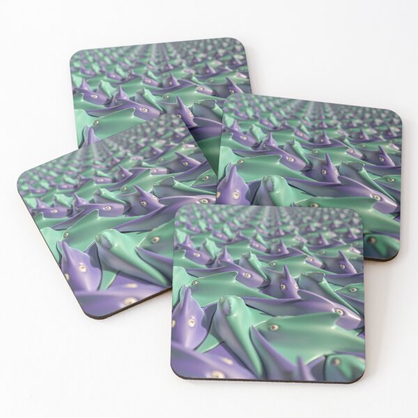 Item preview, 3D Escher Fish - Tessellation of Purple and Green Rays - Ocean Poster designed and sold by Keltoi-art.
