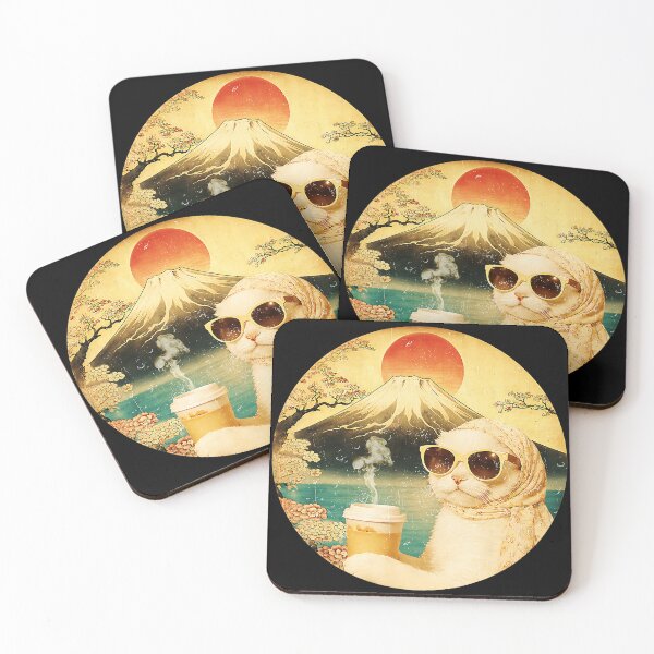 Item preview, Funny Cat by Mount Fuji with Sunset Coffee Vintage designed and sold by titanlevi.