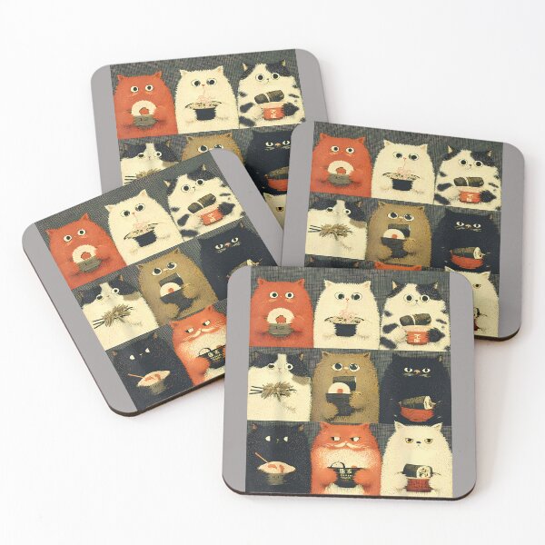 Item preview, Annoyed Japanese Cats Eating Snacks Cat Dad Graphic Tee_2 designed and sold by KathieFaugh.
