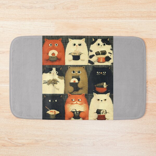 Item preview, Annoyed Japanese Cats Eating Snacks Cat Dad Graphic Tee_2 designed and sold by KathieFaugh.