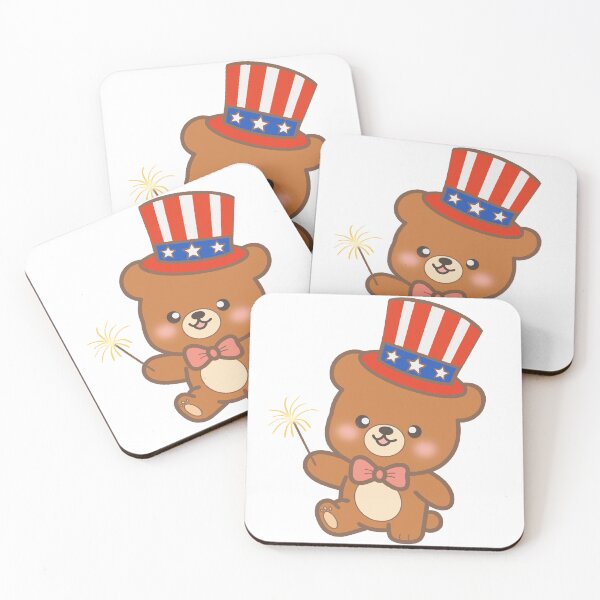Item preview, Cute Teddy Bear Holding Sparkler with 4th of July Patriotic Hat Illustration⁠ designed and sold by Teenidesign .
