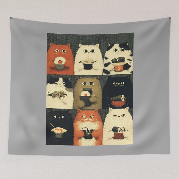 Item preview, Annoyed Japanese Cats Eating Snacks Cat Dad Graphic Tee designed and sold by KathieFaugh.
