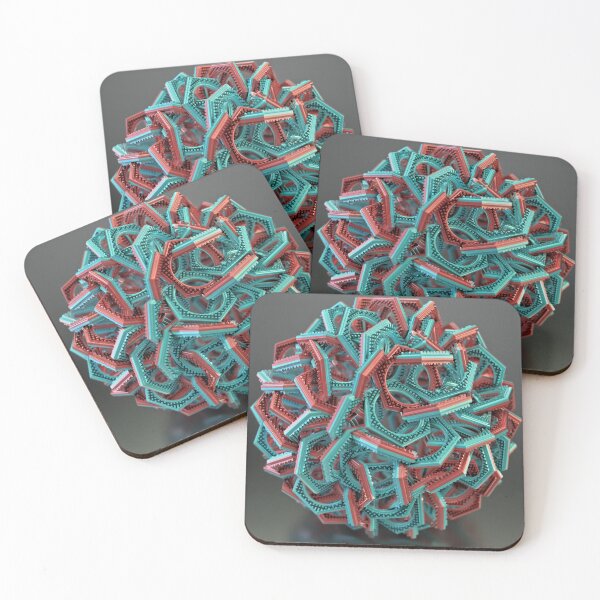 Item preview, 3D Polyhedron Sphere - Coral Cyan Geometry - Math Art Poster designed and sold by Keltoi-art.