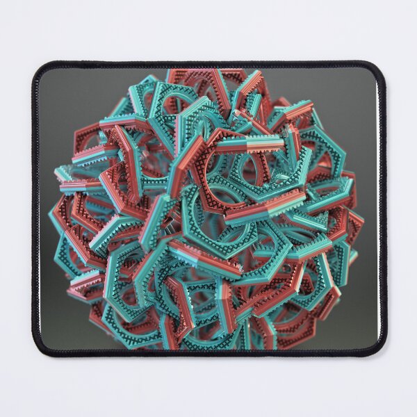 Item preview, 3D Polyhedron Sphere - Coral Cyan Geometry - Math Art Poster designed and sold by Keltoi-art.