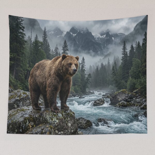 Item preview, Majestic Grizzly Bear by Rushing Mountain River designed and sold by Natural life.