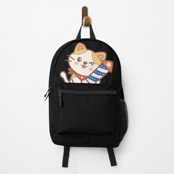 Item preview, Cute Ginger Cat with 4th of July Patriotic Rocket Firework Illustration⁠ designed and sold by Teenidesign .