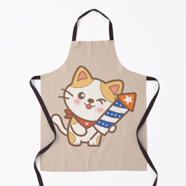 Item preview, Cute Ginger Cat with 4th of July Patriotic Rocket Firework Illustration designed and sold by Teenidesign .