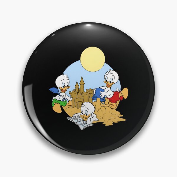 Item preview, Retro Cartoon Duck Triplets Building Sandcastle On Beach designed and sold by MindrootEchoart.