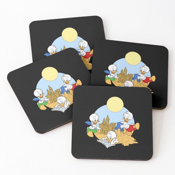 Item preview, Retro Cartoon Duck Triplets Building Sandcastle On Beach designed and sold by MindrootEchoart.