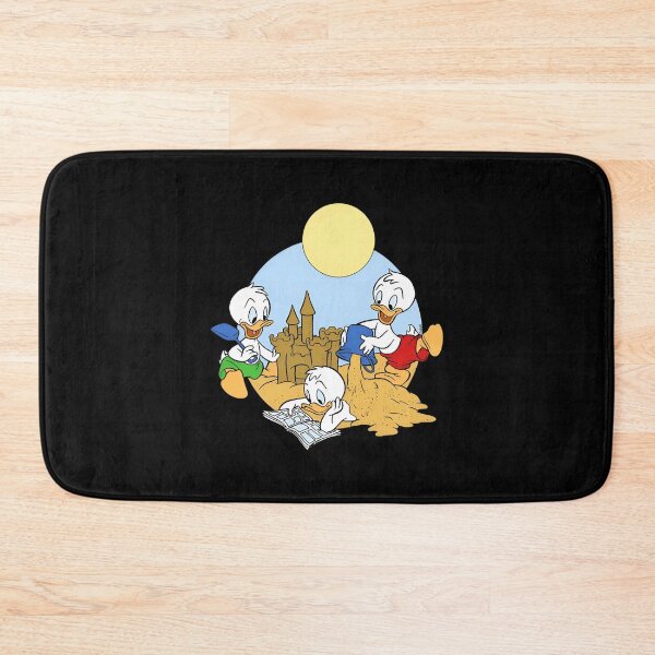 Item preview, Retro Cartoon Duck Triplets Building Sandcastle On Beach designed and sold by MindrootEchoart.