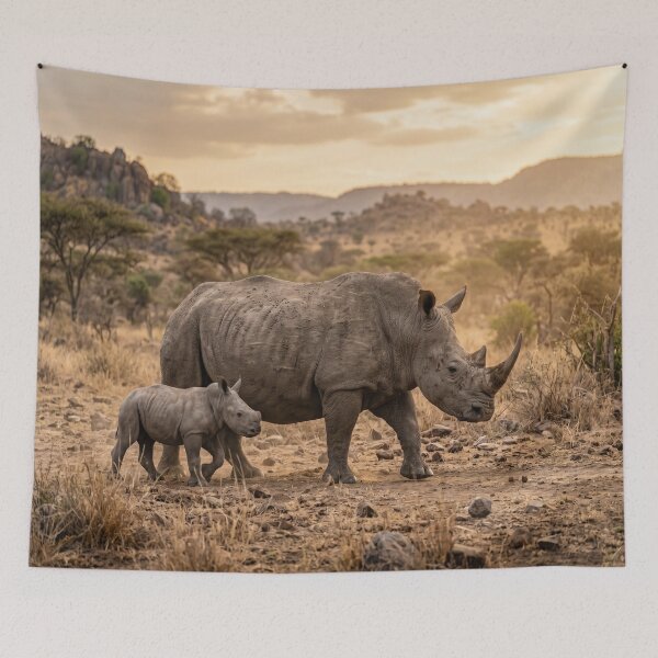 Item preview, African Rhino Mother and Calf Safari Sunset designed and sold by Natural life.
