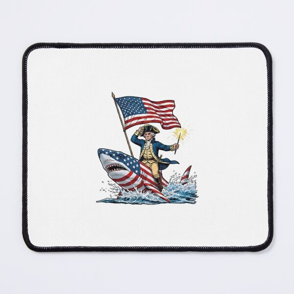 Item preview, george washington riding shark funny july 4th american flag designed and sold by cass-vale-lab.
