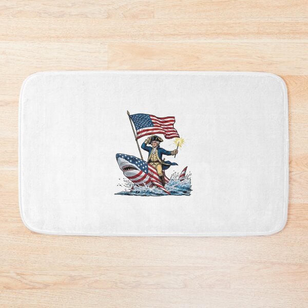 Item preview, george washington riding shark funny july 4th american flag designed and sold by cass-vale-lab.